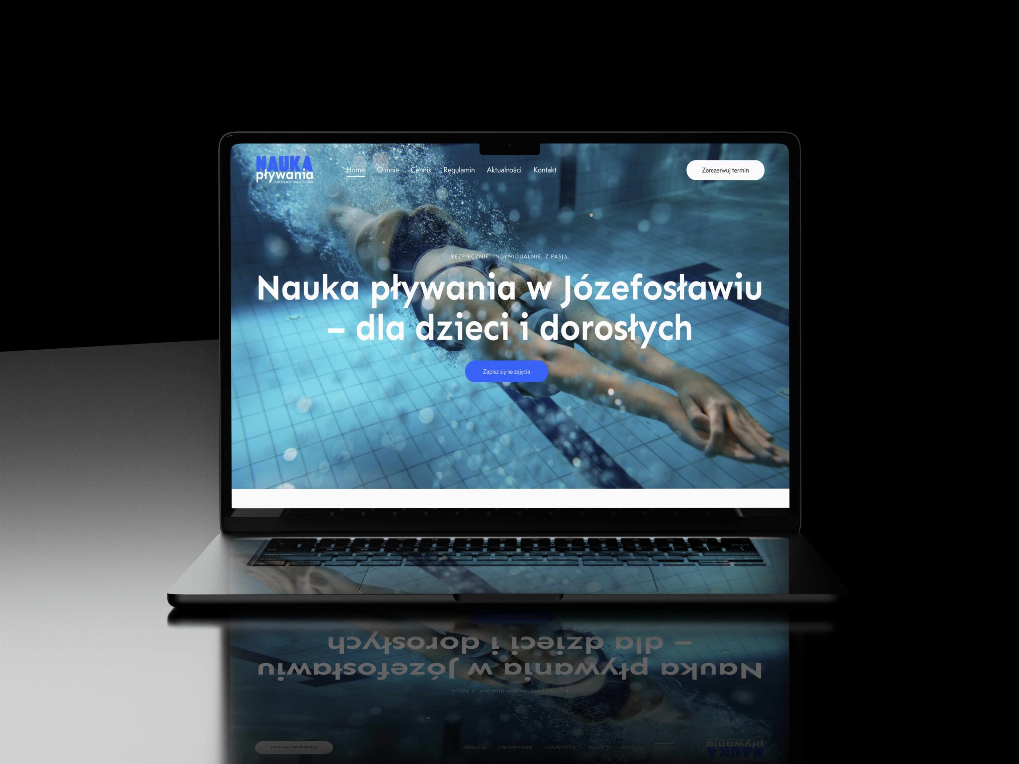 Widok projektu strony Nauka pływania JW