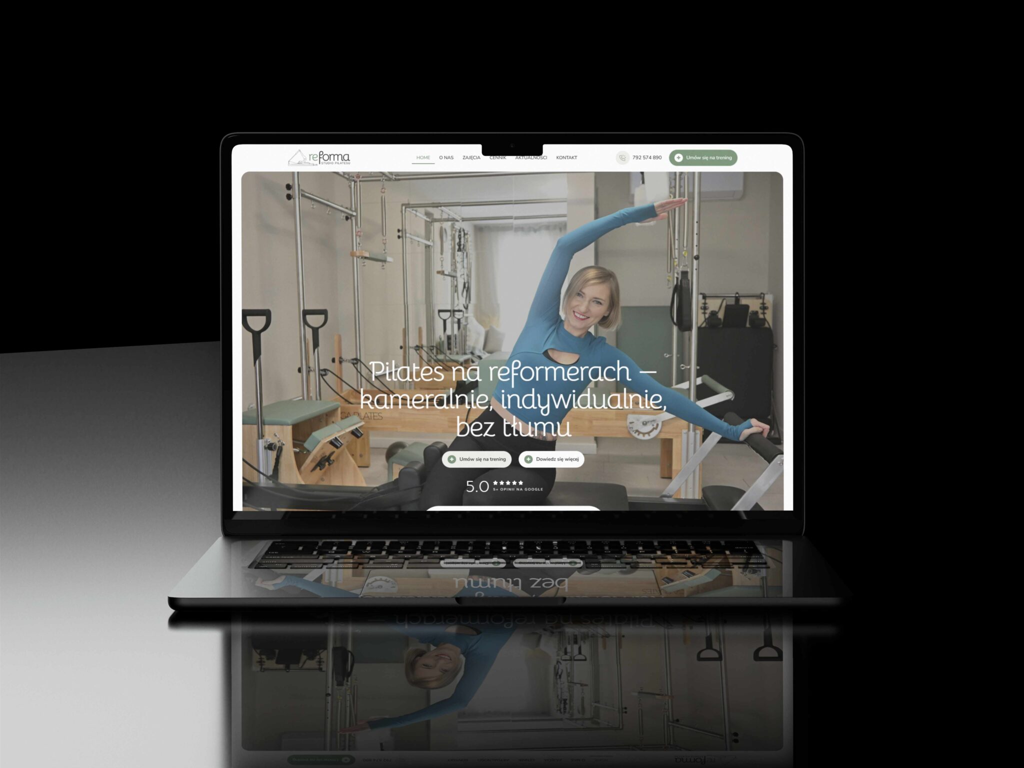 Widok projektu strony ReForma Studio Pilates